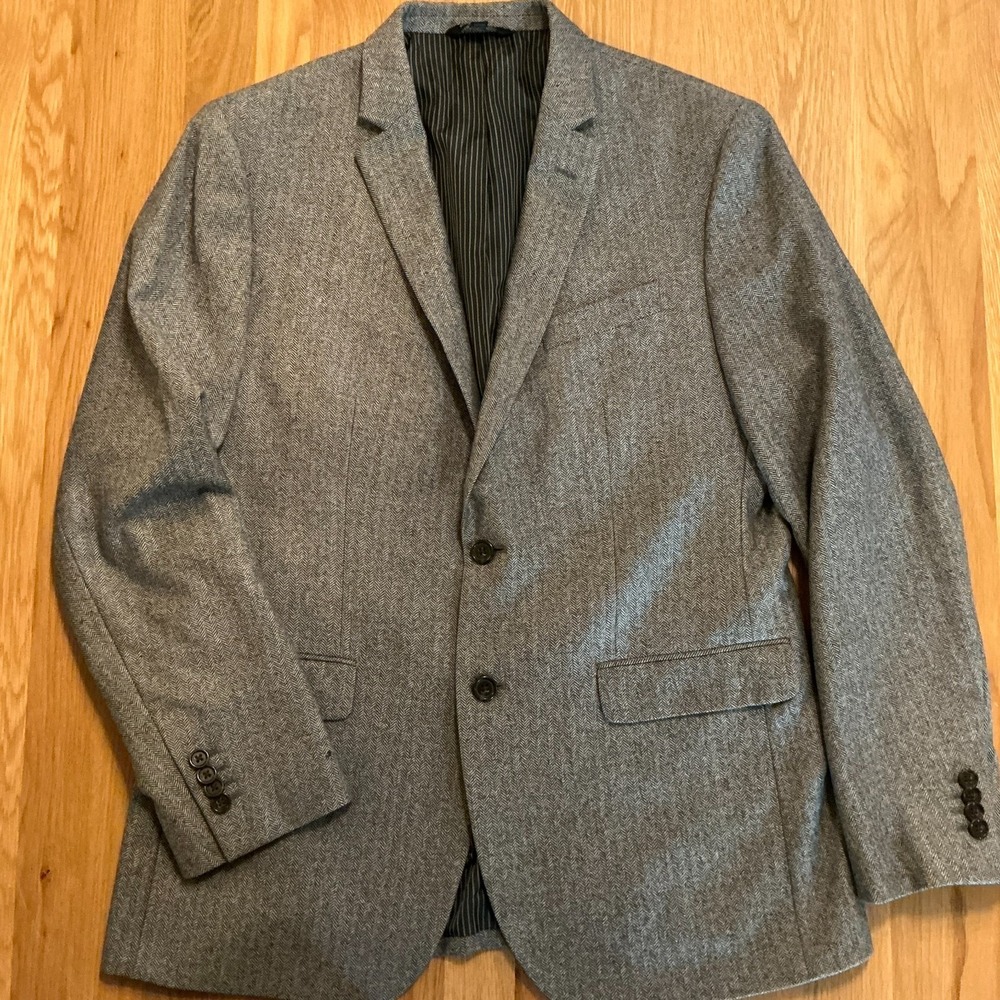 Banana Republic Marzotto Super 110s Wool Blazer 42R Gray Herringbone Slim Fit